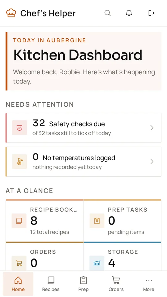 Chef’s Helper Android app: Your kitchen at a glance
