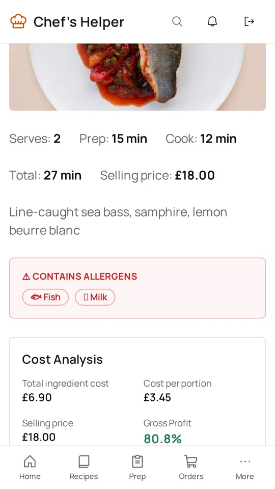 Chef’s Helper Android app: Know every plate’s true cost