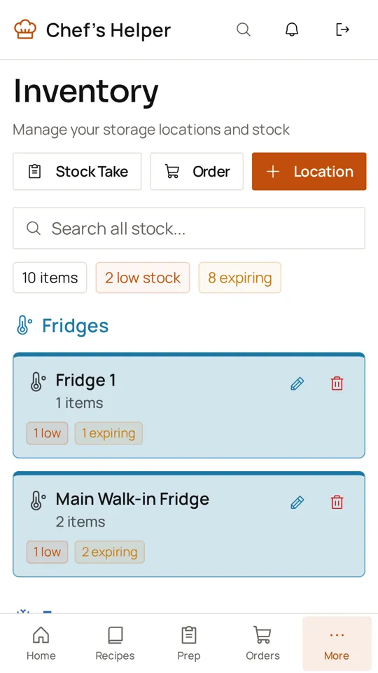 Chef’s Helper Android app: See what is low or expiring